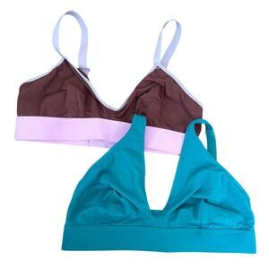 2 Purple and Teal Parade Triangle Adjustable Bralettes - S1
